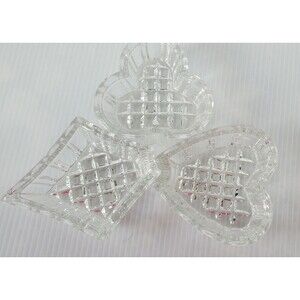 3pc Set Poker Card Suit Crystal Glass Personal Ashtrays Heart Diamond Club Clear
